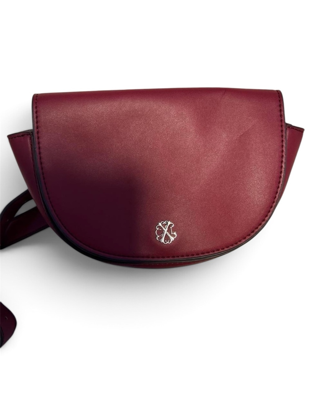 Christian Lacroix Burgundy Half-Moon Crossbody Bag